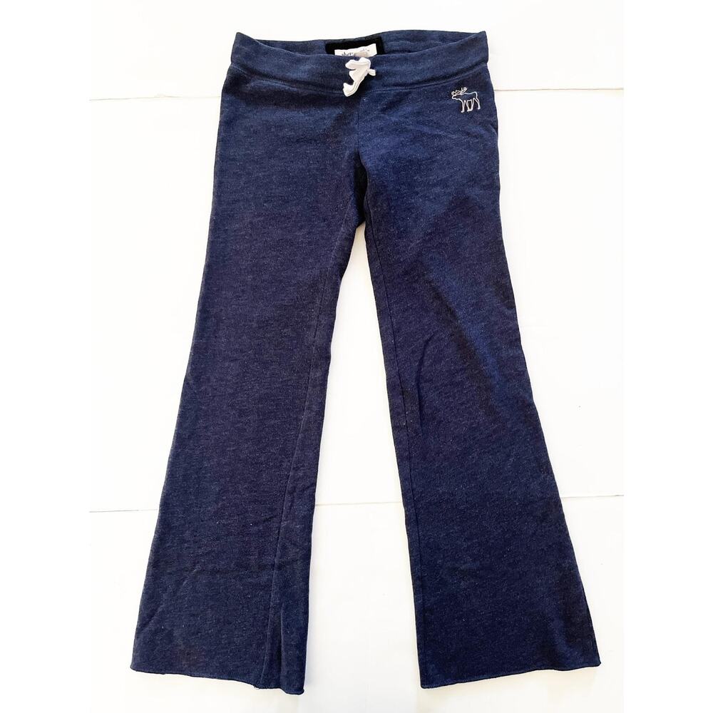 Abercrombie Sweatpants Youth L Blue Fleece Flare Leg Drawstring Low Rise Y2K